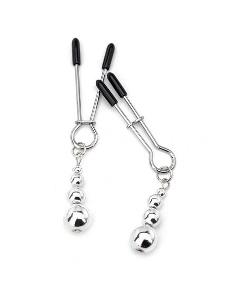 Silver Breast Clamps with Rubber Tips, Cute Nipple.clamps for Beginners, Best Nipple Clamps Bondage Sex Toys, Adjustable Sliders, Sexy Nipple Clamps for Kinky Couples Play