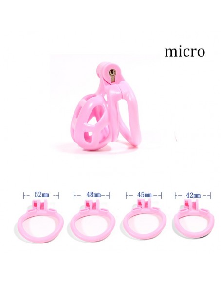 Chastity Cage Pink Best Men Bdsm Toy with 4 Base Ring