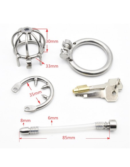 Inverted Chastity Cage, Inverting & Invert Chastity Cage & Cages Device with 3 Rings and Catheter Lock