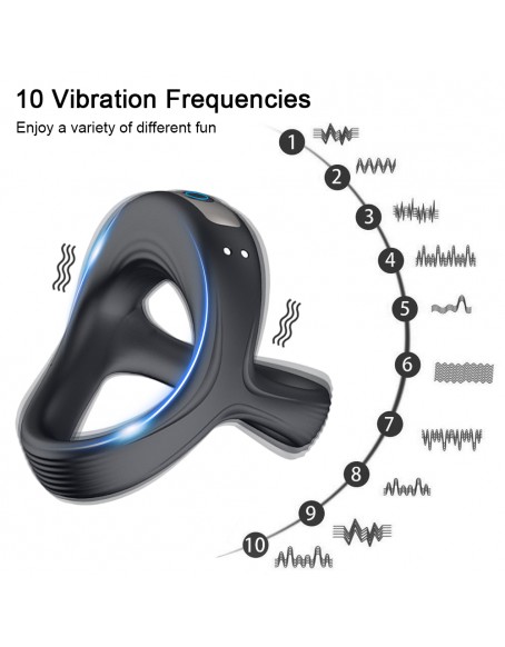 3 in 1 Male Vibrating Penis Ring for Men Couples, Sex Silicone Vibrator Ring 10 Vibration Modes, Waterproof Usb Rechargeable Cock Ring