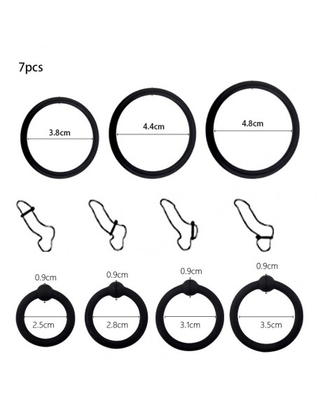 7 Ring Cock Ring for Men for Sex, Soft Silicone Adult Ring Around Penis for Couples Sex Play, Black Discount Cock Rings for Men's Sexual Wellness