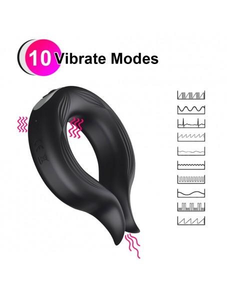 Chastity Cage Silicone Rechargable with 10 Intense Vibration Modes for Male Pleasure, Black 3 in 1 Men Penis Rings Machine for Stronger Erection, Adult Sex Toys.