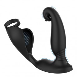 9 Patterns Prostate Massager with Cock Ring, Best Prostate Toy for Men, Women and Couple, Silicone Prostate Vibrators No Remote Control，double Shock Motor, Well Made