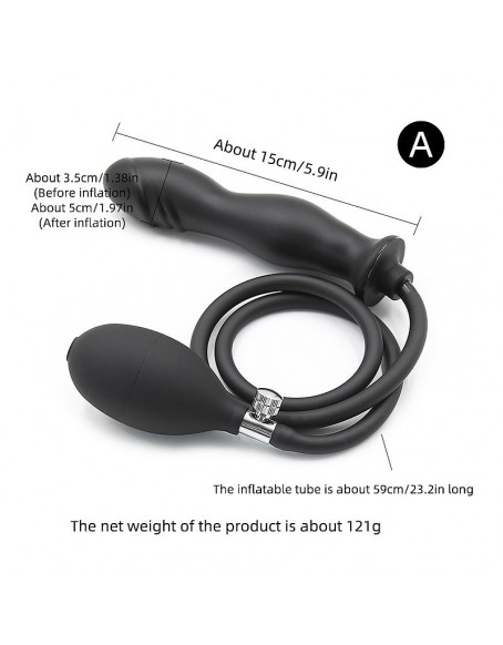 Prostate Milker Silicone Prostate Masager with Inflatable Butt Plug, Prostate Massage Toys for Men and Women, Best Prostate Massagers with Hand Pump, Black Classic Style, Body Safe Medical Waterproof
