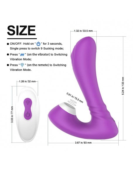 Adullt Powerful 9 Modes Vibrating Dildo for Clit and Vagina Stimulation, Women Hand-held Pleasure Sucking Vibrator & Vibrating Clit Sucker, Silicone Wireless Remote Control for Women, Rechargeable Sex Toy