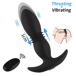 Anal Vibrator App Control with 12 Vibrating Modes 3 Thrusting Actions, Rechargeable Silicone Butt Plug Massager for Men Women