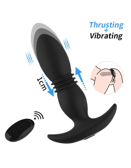 Anal Vibrator App Control with 12 Vibrating Modes 3 Thrusting Actions, Rechargeable Silicone Butt Plug Massager for Men Women
