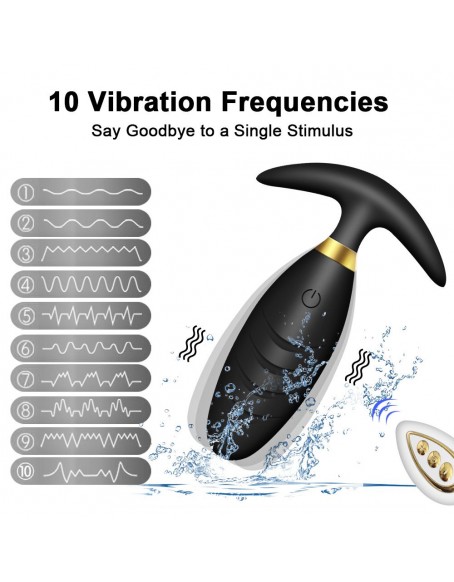 Black Silicone Anal Plug Remote Vibrator for Women and Men with 10 Vibration Modes, Remote Beginner Anal Vibe Prostate Massager, Small Anal Stimulator Sex Toy for Men Women Pleasure