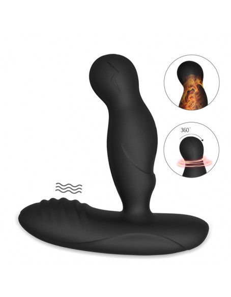 Prostate Massager Anal Vibrator Remote Controlled 16 Vibration Modes, Heating Function Rechargable Black Anal Butt Plug Spot Vibrator for Men Woman or Couples Fun