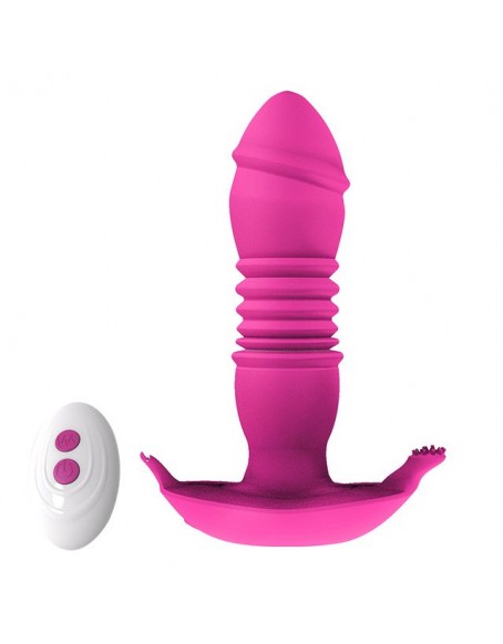Red Anal Thruster Toy with 10 Vibration Modes and 3 Thrust Actions, Rechargeable Silicone Butt Plug Massager for Women Couple Anus Pleasure