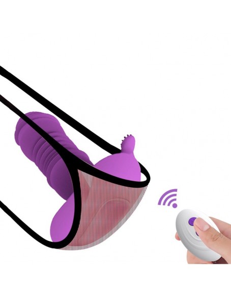Remote Control Wireless Anal Vibrator Plug Toy with 3 Thrust Actions and 10 Vibration Modes, Purple Thrusting Anal Toy Stimulate the P-spot, Anus and Perineum Simultaneously