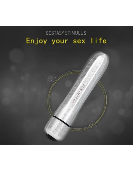 16 Speed and Waterproof Mini Vibrator Bullet, Silver 3.6 Inch Anal Bullet Vibrator Toy with Simple One Button Speed Control for Women, Waterproof