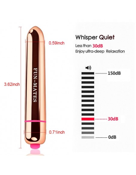 Small Gold 16 Speeds Strong Bullet Vibrator for Men Women, 3.6 Inch Portable Waterproof Vibrating Finger Bullet for couples or solo play, Multi-speed, Abs Plastic - Waterproof