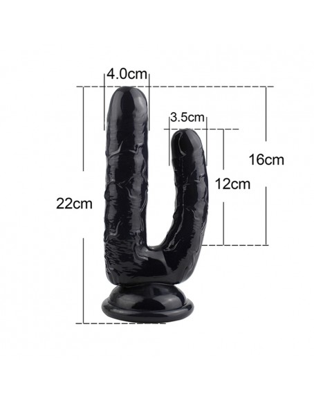 Big Realistic Double Penetration Dildo for Women or Couples, Double Penetration Sex Toys with Simulated Penile Sucker, dp Dildos with Suction Cup, Silicone, Soft but Firm Enough, 8.7 Inch