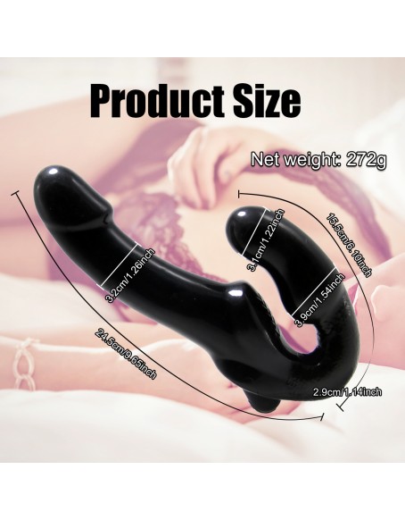 Double Penetration Toy for Couples, Strapless Silicone Double Penetration Dildo, 10 Vibration Modes, Waterproof Dual Stimulating Massager, Soft, Black, Comfortable Penetration