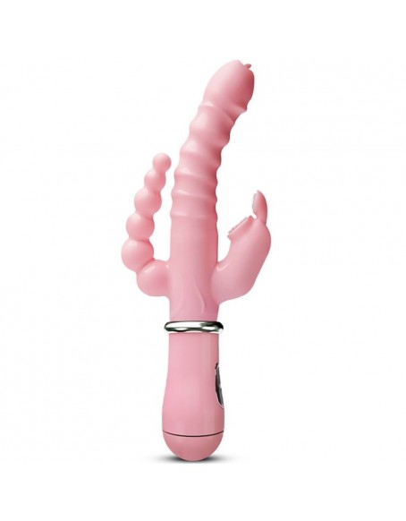 Multi-function Double Penetration Sex Toy, 12 Speed Double Penetration Dildo with Three Stimulators, 3 in 1 Dp Dildo Massage Your G-spot, Pink, Waterproof, Women Couples, Usb Magnetic