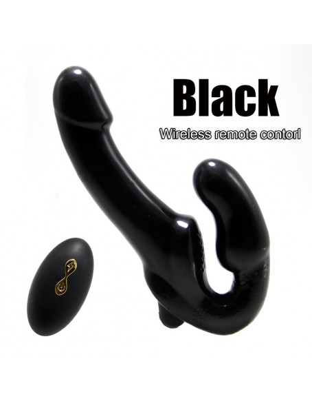 Wireless Remote Control Double Penetration Toys with 10 Vibration Modes for Lesbian Women Couples, Strapless Strap on Dildo Dp Vibrator, Double Ended G-spot Massager, Tpr, Usb Rechargeable, Black
