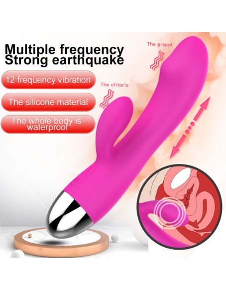 G Spot Rabbit Vibrator & the Rabbit Sex Toy for Women, Bunny Ears Rabbit Dildo Clitorals Stimulator with 10 Vibrations Modes for Beginners, Intelligent Heating Daily Waterproof, Soft Silicone, Rechargeable