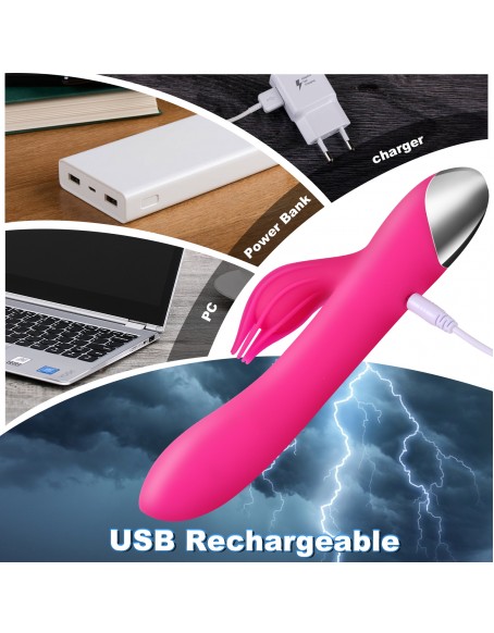G Spot Rabbit Vibrator Red Waterproof Dildo Vibrator With 8 Tentacles Adult Sex Toys for Women