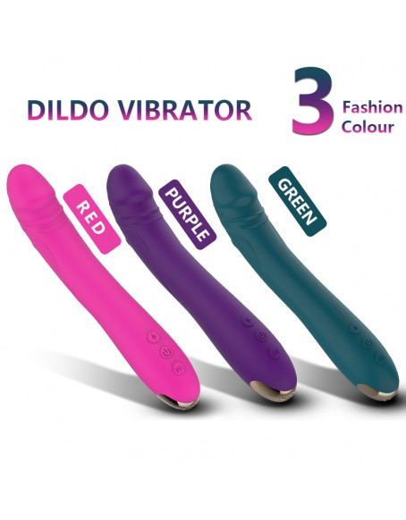 Purple G-spot Vibrator Realistic Dildo for Women with 10 Vibrations Vagina Clitoris Anal Stimulator One Click to Orgasm Vibes Smooth Silicone Soft Vibrator Solo Play or Couples