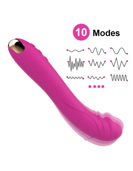 Red Powerful G Spot Dildo Vibrator for Deep Penetration Adult Women Sex Toys 10 Vibrations One Click to Orgasm Vibes Silicone Soft Vibrator for Solo Play or Couples Fun
