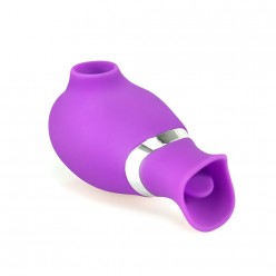 Nipple Massager with 6 Powerful Vibrations, Purple 2 in 1 Nipple Sex Toy, Licking & Sucking Silicone Massage Nipple for Woman Couple, Nipple Stimulators