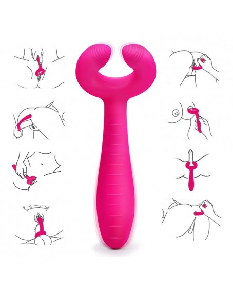 Rabbit G Spot Vibrator & Vibrating Dildo, Rechargeable 3 in 1 Triple Motor G Spot Stimulator with 7 Vibration Modes for Women Couple Solo Play Sex Things, Penis Clitoris Nipple Massager Stimulator, Red Silicone Waterproof Adult Sex Toy