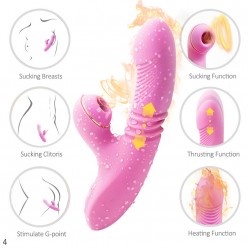 Adult G Point Sex Toy for Women Heating Function Rabbit Vibrator 7 Vibration Modes Pink Waterproof Clitoris Vagina for Couples