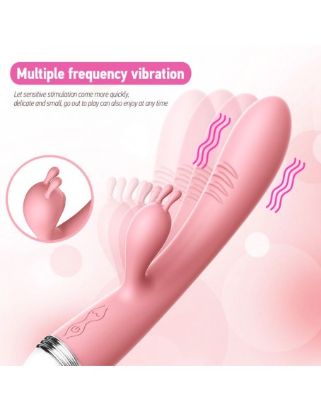 Powerful G Spot Vibrating Rabbit Toy for Women Pink Vibrating Dildos with 10 Vibration waterproof Rabbit Massager for Women and Couples