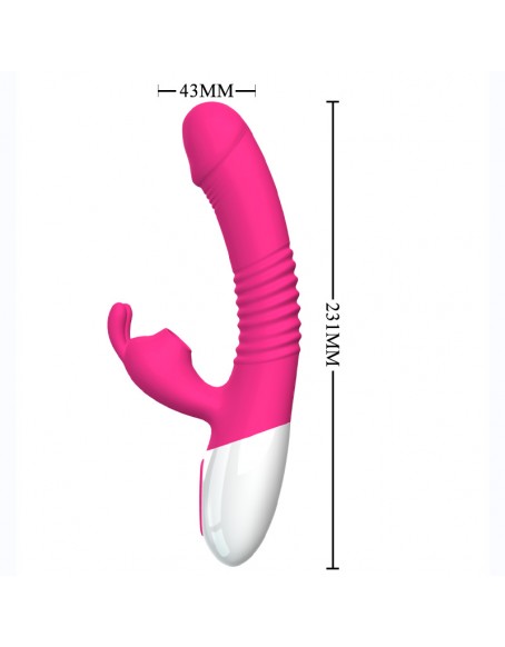 Silicone Big Rabbit Vibrator Rose Thrusting 7 Modes and Heating Function Rabbit Vibrator with Bunny Ears for Beginner Adult