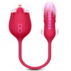 3 in 1 the Rose Sex Adult Toy for Women, 10 Tongue Licking Modes and 10 Frequencies Vibration, Silicone Rose Massager with Tongue & Egg