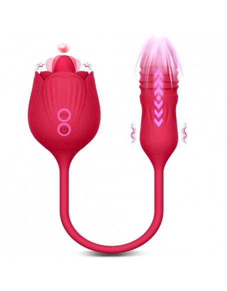 3 in 1 the Rose Sex Adult Toy for Women, 10 Tongue Licking Modes and 10 Frequencies Vibration, Silicone Rose Massager with Tongue & Egg