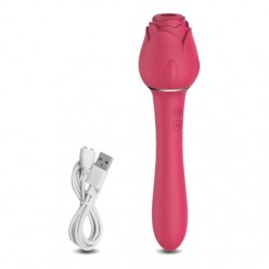 Red Dual Stimulation 2 in 1 Sexual Toy Rose Clitoral Sucking Vibration Adult Sex Toys for Women, High-frequency G-spot Rose Massager, 10 Vibration Modes, 5 Sucking Modes Vaginal Dildo Vibrator