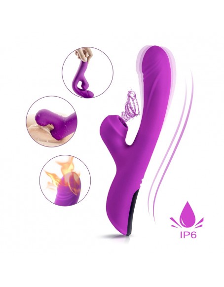 The Rabbit Vibrator with Clitoral Suction, G Spot Rabbit Clitoral Stimulator for Women Couples, 10 Vibration 3 Suction Patterns for Dual Stimulation， Rechargeable Adult Lifelike Vibrating Dildo Sex Toys, Silicone