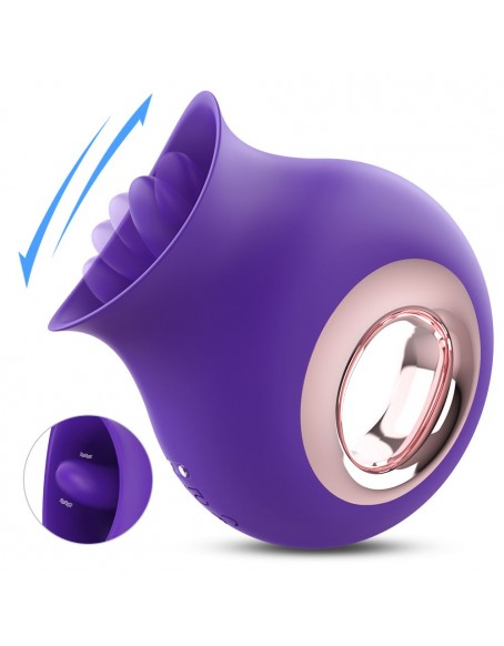2 in 1 Realistic Licking & Vibrating Clit and Nipple Vaginal Licker for Women and Couples with 9 Vibrations, Purple Oral Sex Massager Usb Magnetic Rechargeable, Mini Tongue Adult Toy for Clit Stimulator, Silicone and Fully Waterproof, 3.7 Inch
