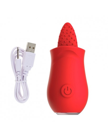 Rechargeable Red Vibrating Tongue Toy with 10 Powerful Vibrations for Women, 2 in 1 Waterproof Couples Oral Sex Tongue Vibrator, Safe Silicone G Spot Stimulator for Women Solo Play or Couples Fun