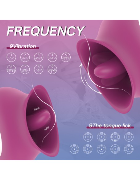 Rose Tongue Vibrator for Quick Orgasm, Wine Red 2 in 1 Licking & Vibrating Oral Sex Vibrator with 9 Modes, Waterproof Rechargeable Silicone  Sex Stimulator for Female Masturbator, Usb Magnetic, 3.7 Inch