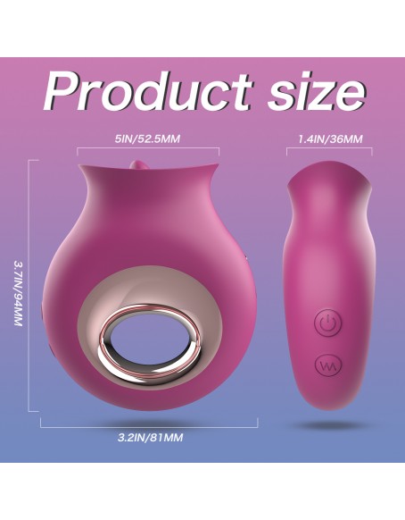 Rose Tongue Vibrator for Quick Orgasm, Wine Red 2 in 1 Licking & Vibrating Oral Sex Vibrator with 9 Modes, Waterproof Rechargeable Silicone  Sex Stimulator for Female Masturbator, Usb Magnetic, 3.7 Inch